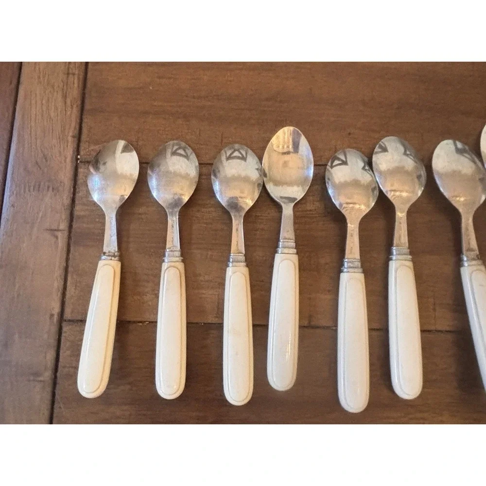 Studio Nova Flatware White Handle 12 Pc Lot FADED AS IS READ